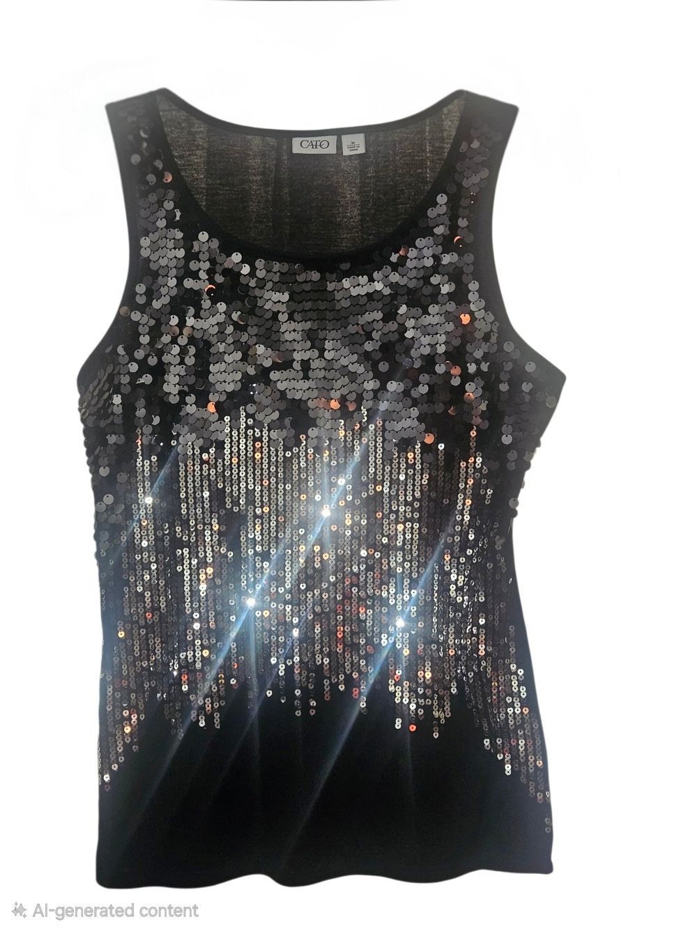 Cato Black & Silver Sequin Tank Top Size Medium